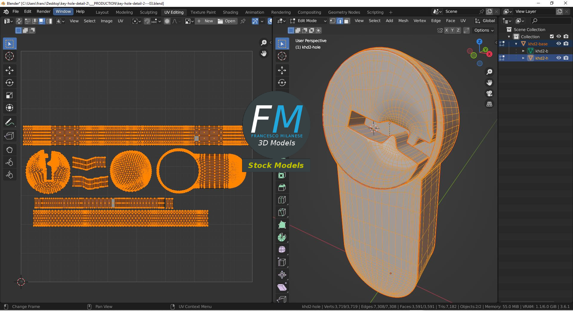 3D-Modell - Schließzylinder mit Schlüsselloch - 10