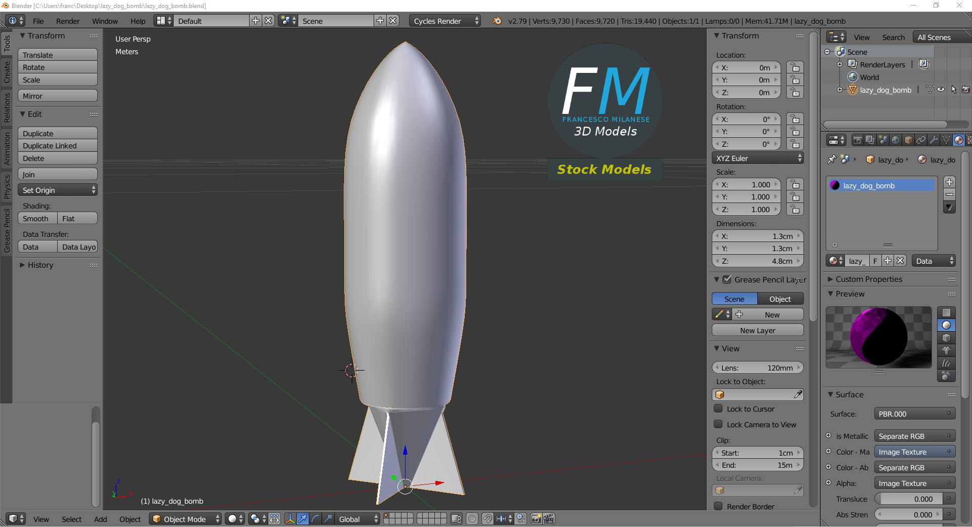3D-Modell - Kinetisches Projektil - 09
