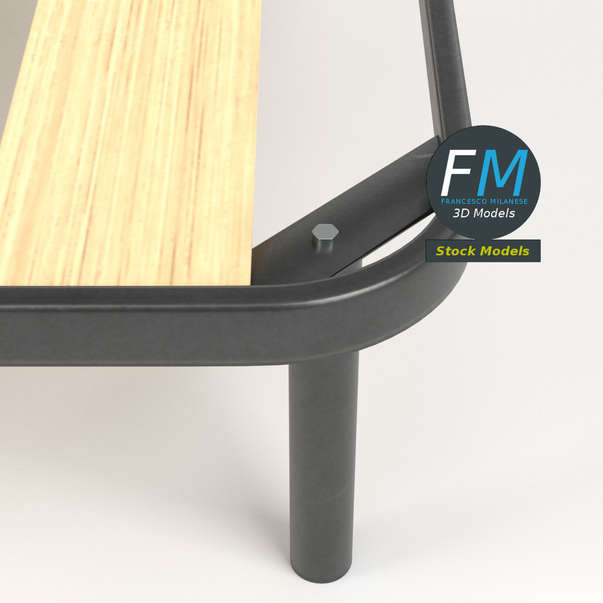 3D-Modell - King-Size-Bettrahmen mit Breiten Latten - 04