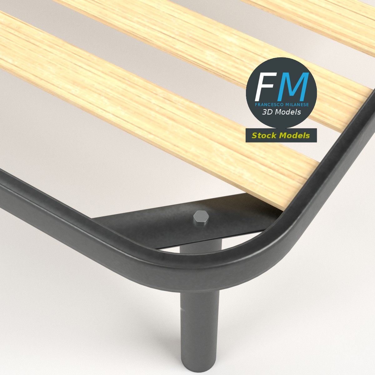 3D-Modell - King-Size-Bettrahmen mit Schmalen Latten - 03