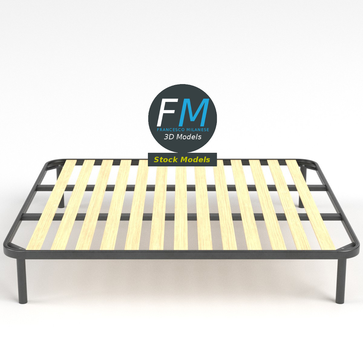 3D-Modell - King-Size-Bettrahmen mit Schmalen Latten - 04
