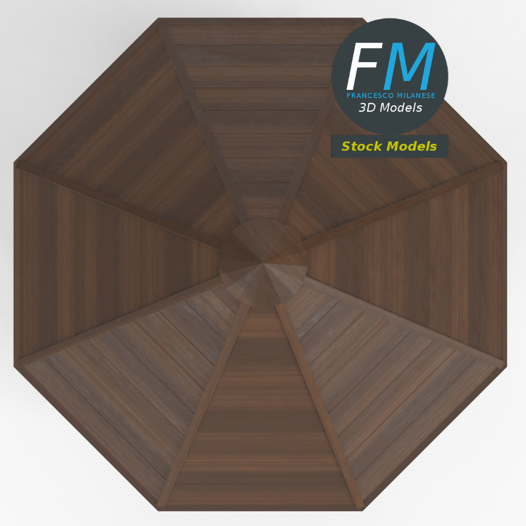 3D-Modell - Hölzerner Kiosk-Pavillon-Gazebo - 06