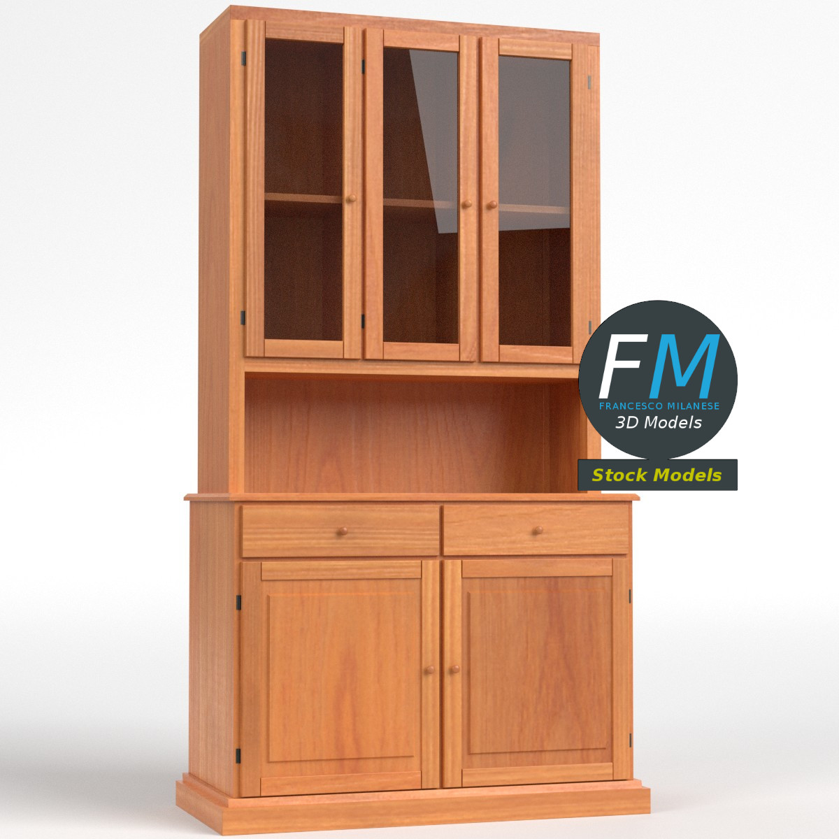 3D-Modell - Küchenschrank aus Holz - 01