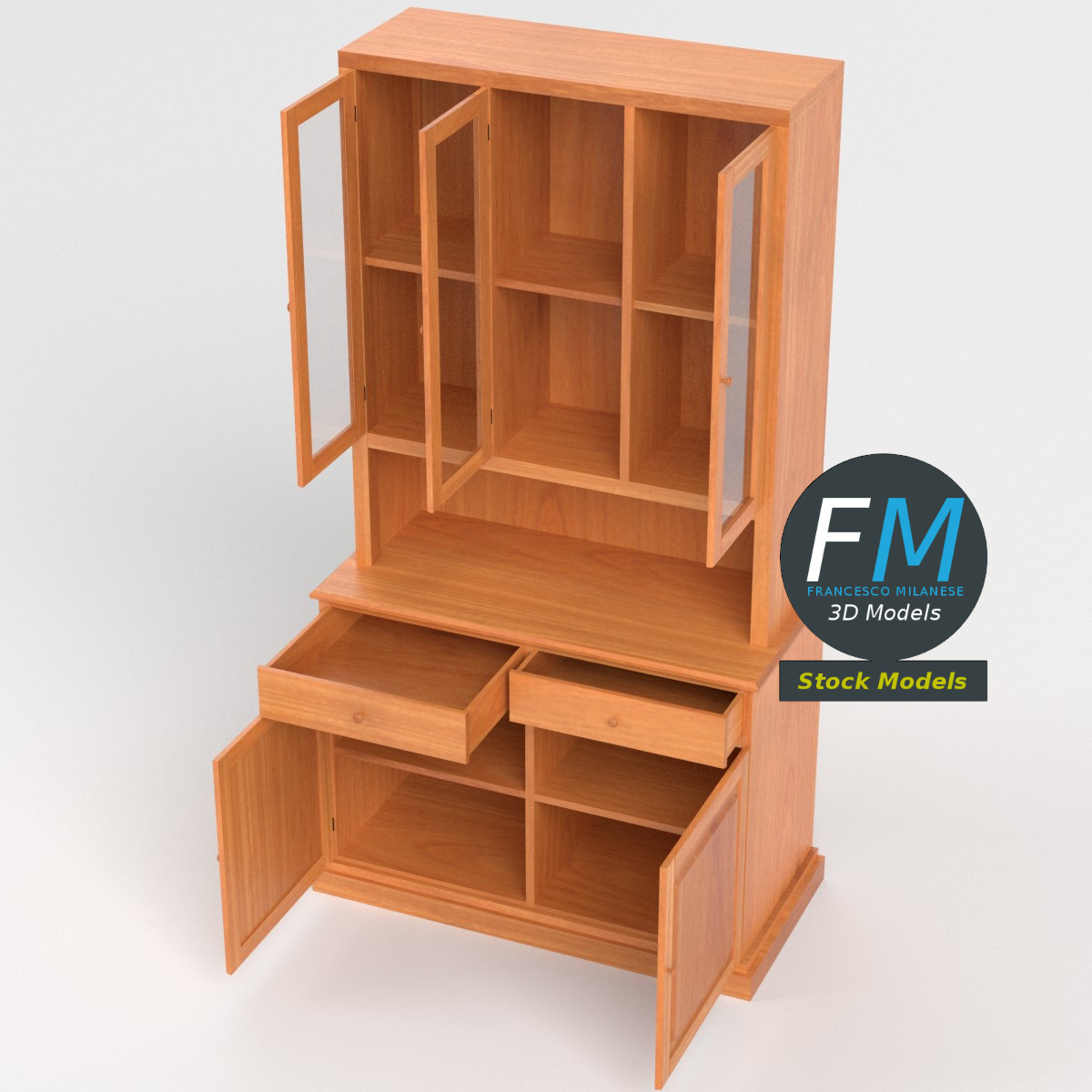 3D-Modell - Küchenschrank aus Holz - 02