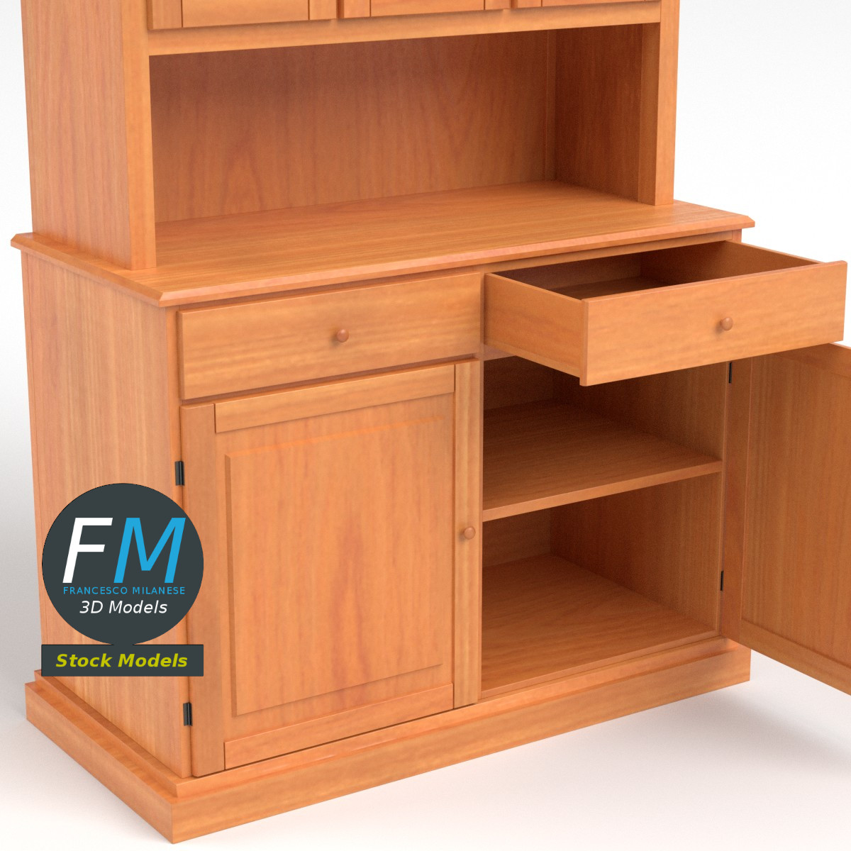 3D-Modell - Küchenschrank aus Holz - 04