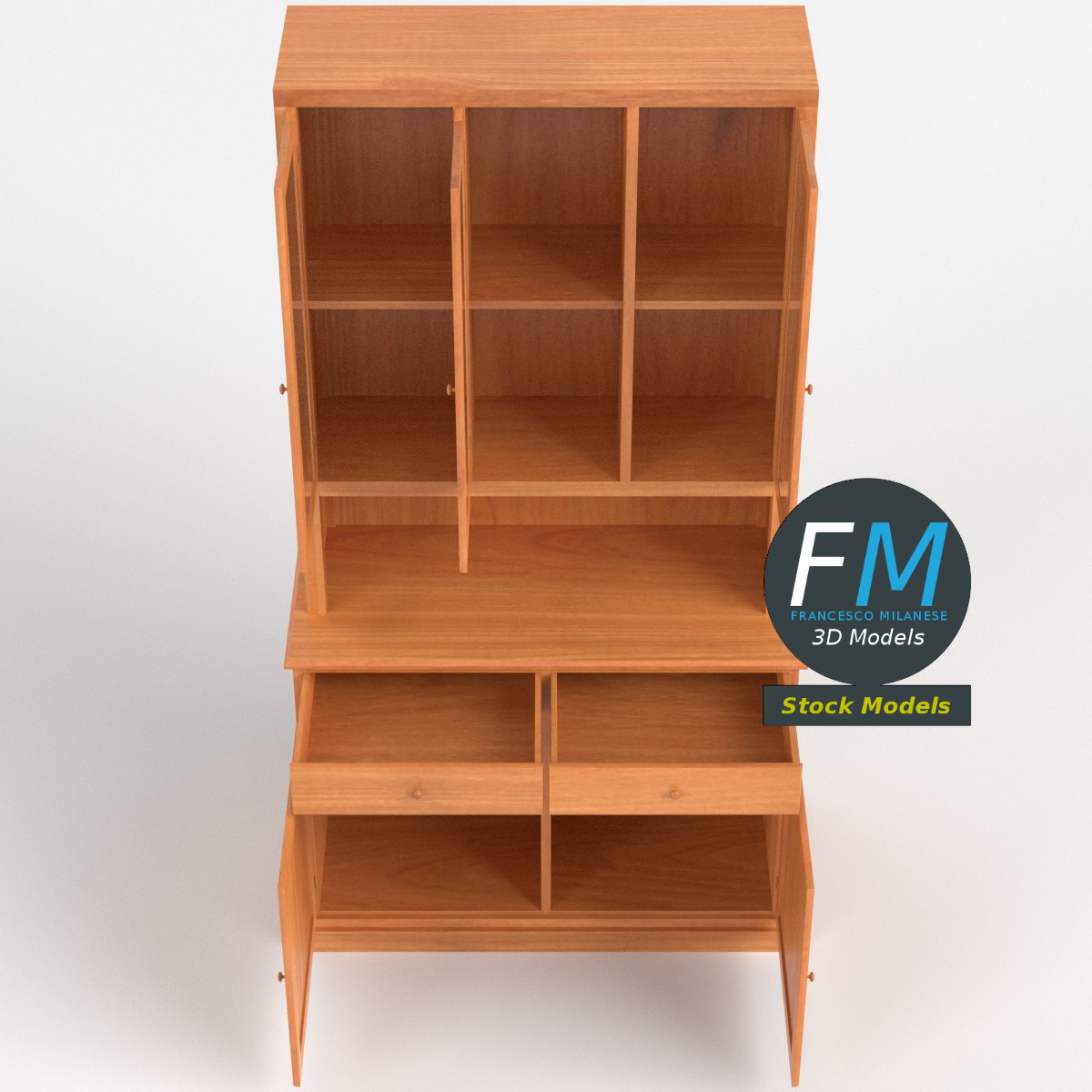 3D-Modell - Küchenschrank aus Holz - 06