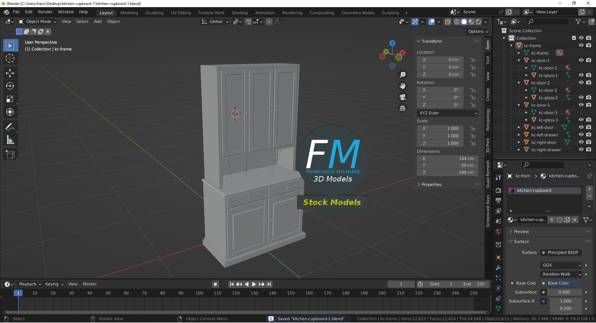 3D-Modell - Küchenschrank aus Holz - 09