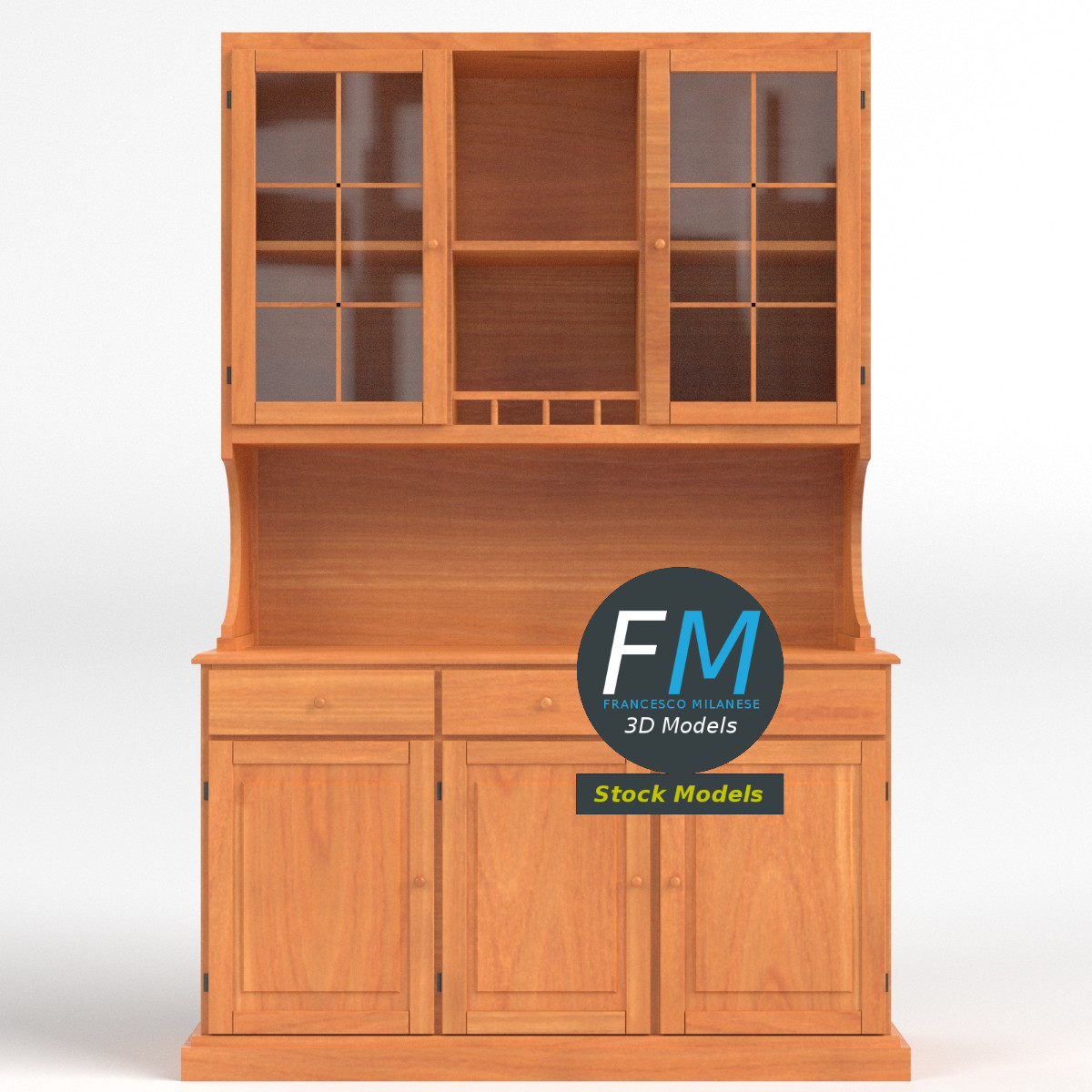 3D-Modell - Küchenschrank aus Holz - 03