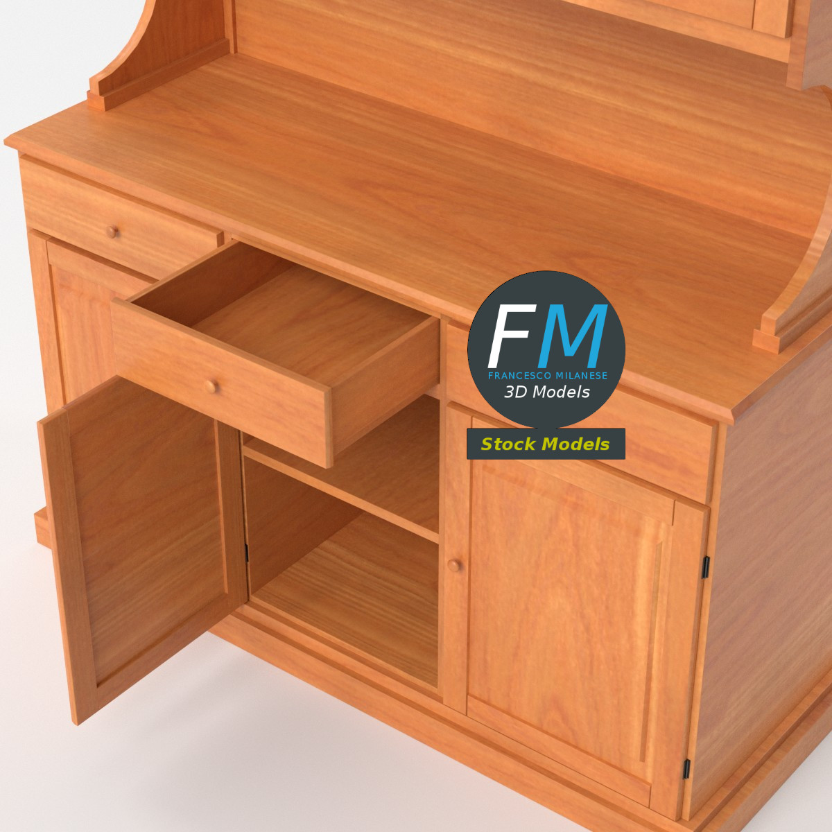 3D-Modell - Küchenschrank aus Holz - 05