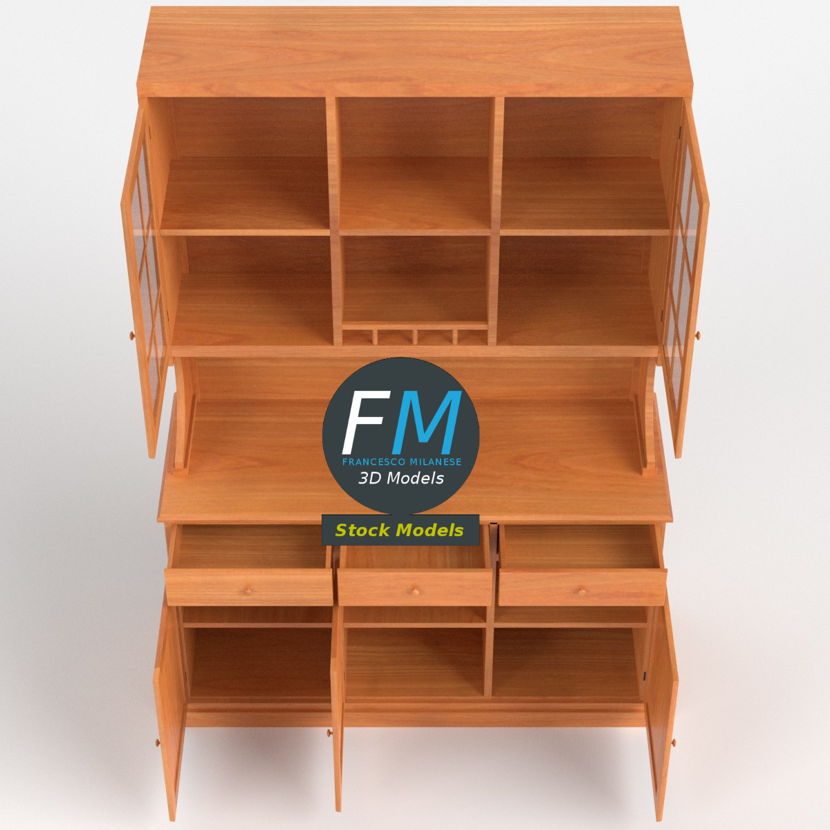 3D-Modell - Küchenschrank aus Holz - 06