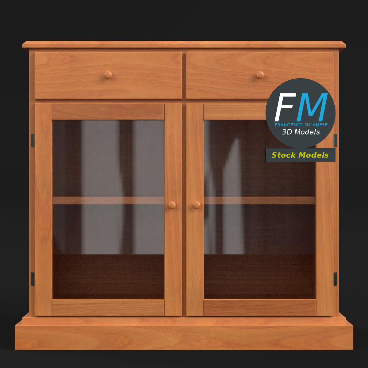 3D-Modell - Küchen-Sideboard mit Glasfüllungen - 03