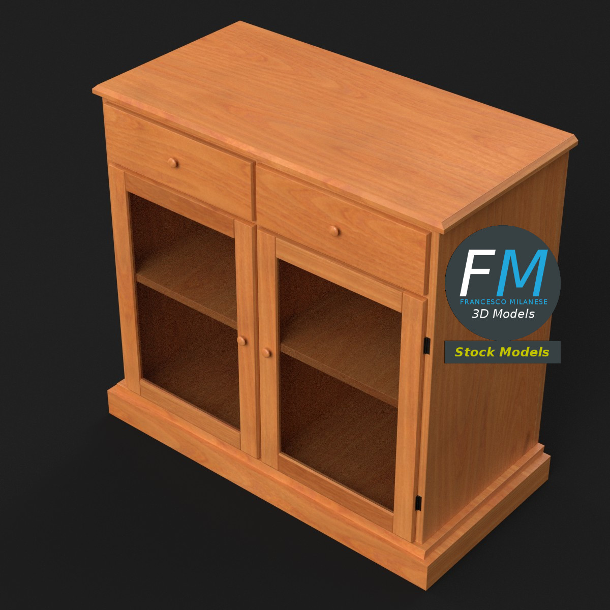 3D-Modell - Küchen-Sideboard mit Glasfüllungen - 05