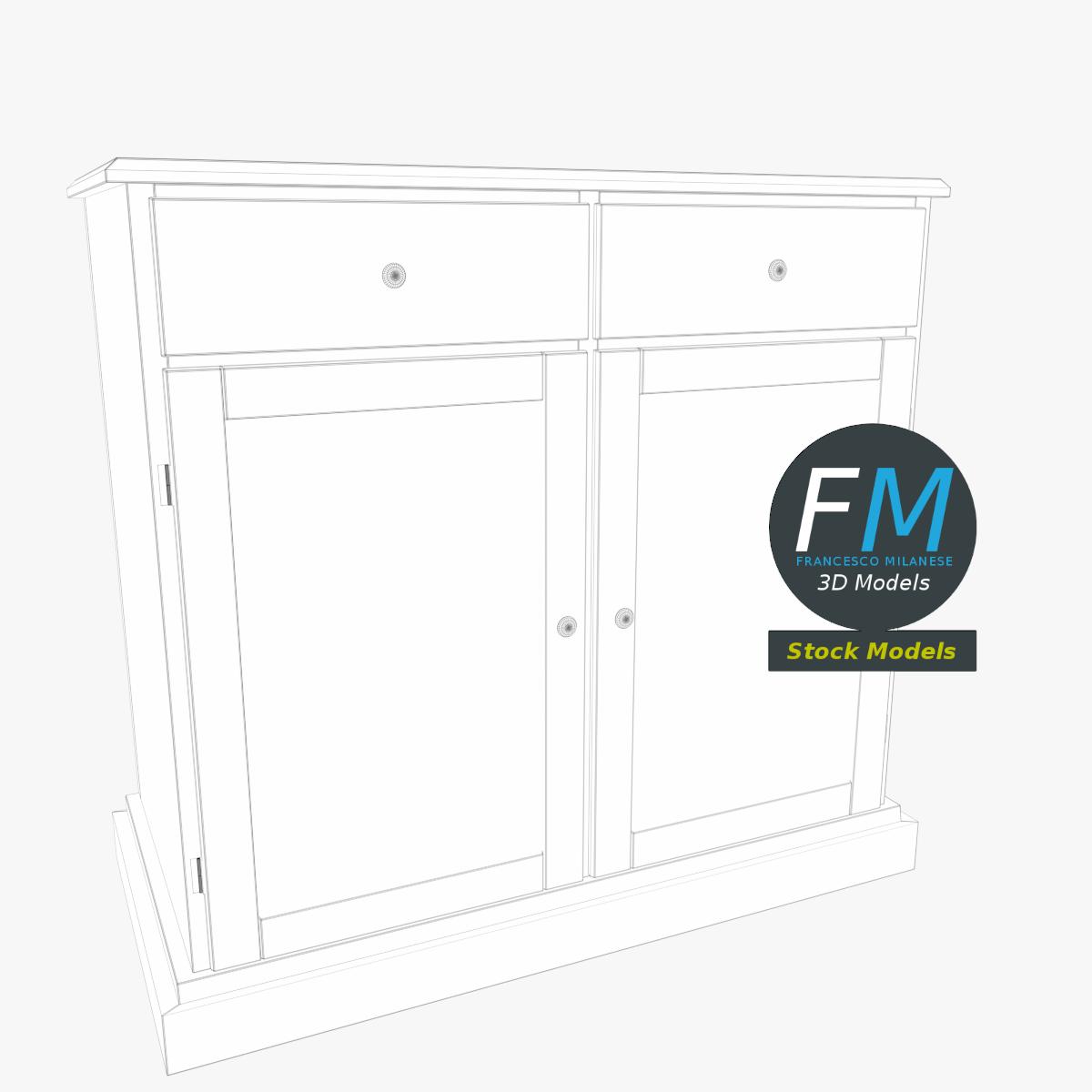 3D-Modell - Küchen-Sideboard mit Glasfüllungen - 07