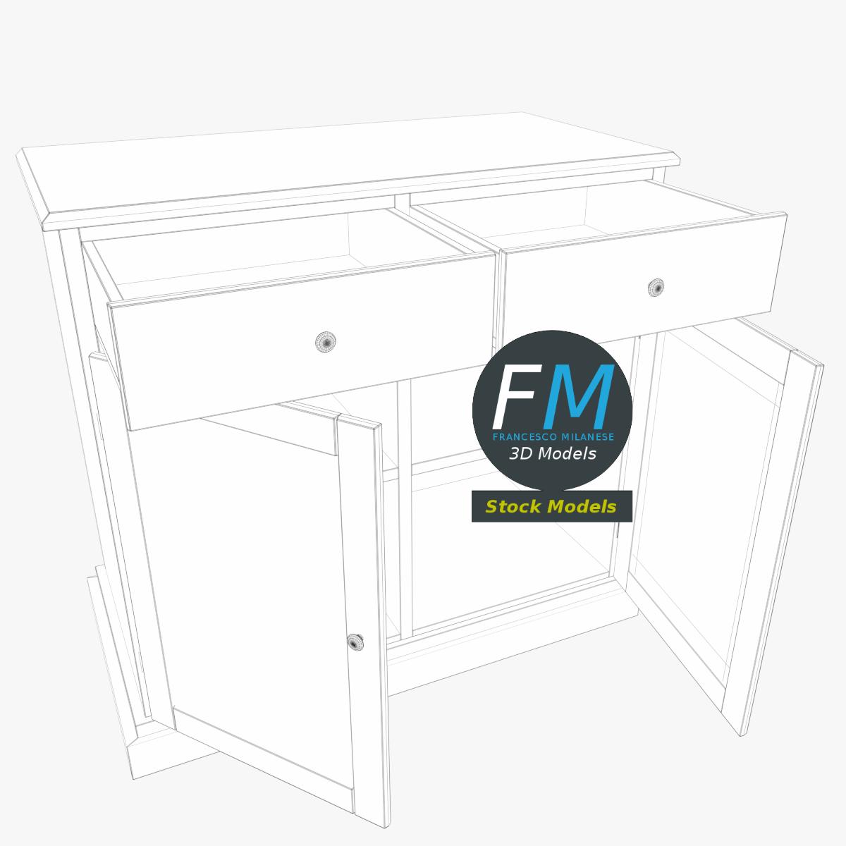 3D-Modell - Küchen-Sideboard mit Glasfüllungen - 08