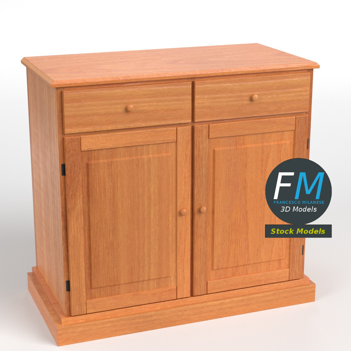 3D-Modell - Küchen-Sideboard aus Holz - 01