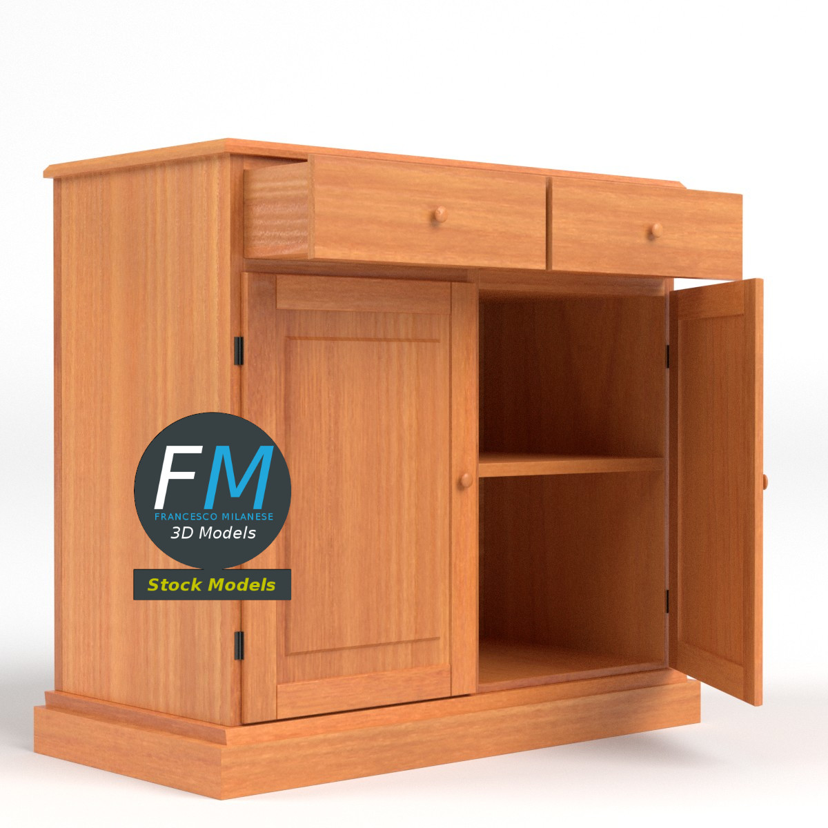 3D-Modell - Küchen-Sideboard aus Holz - 04