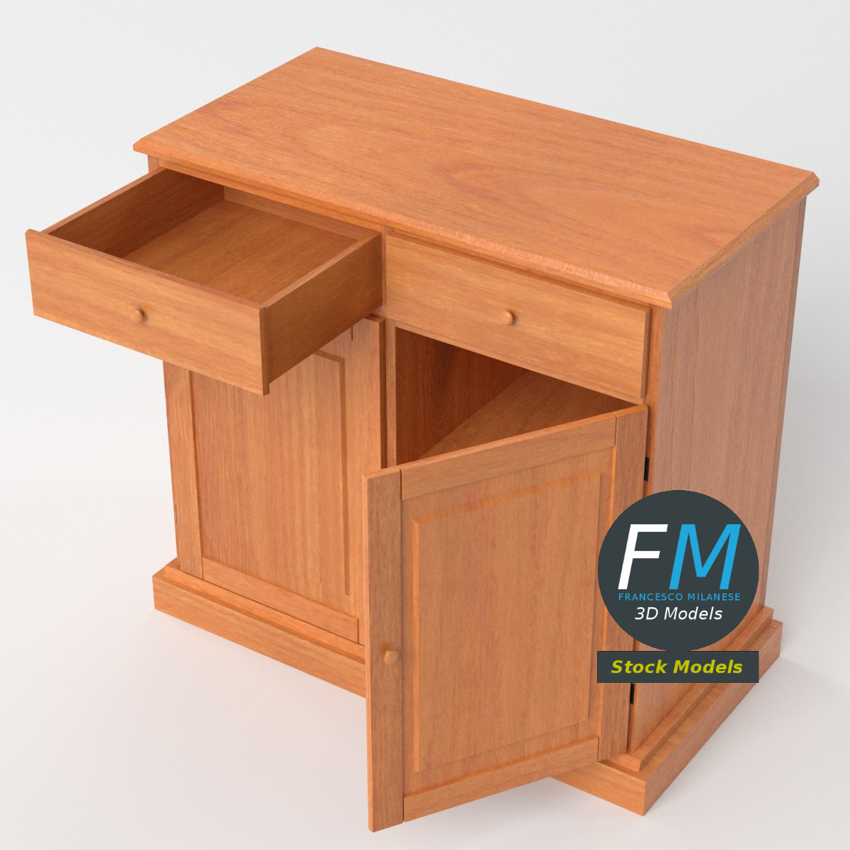 3D-Modell - Küchen-Sideboard aus Holz - 05