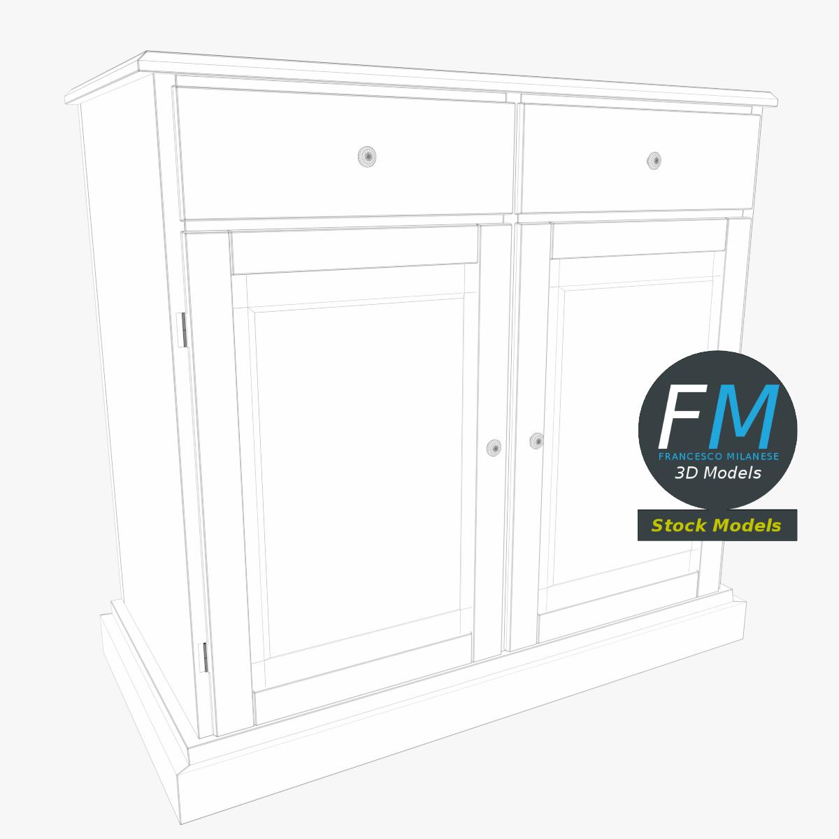 3D-Modell - Küchen-Sideboard aus Holz - 07