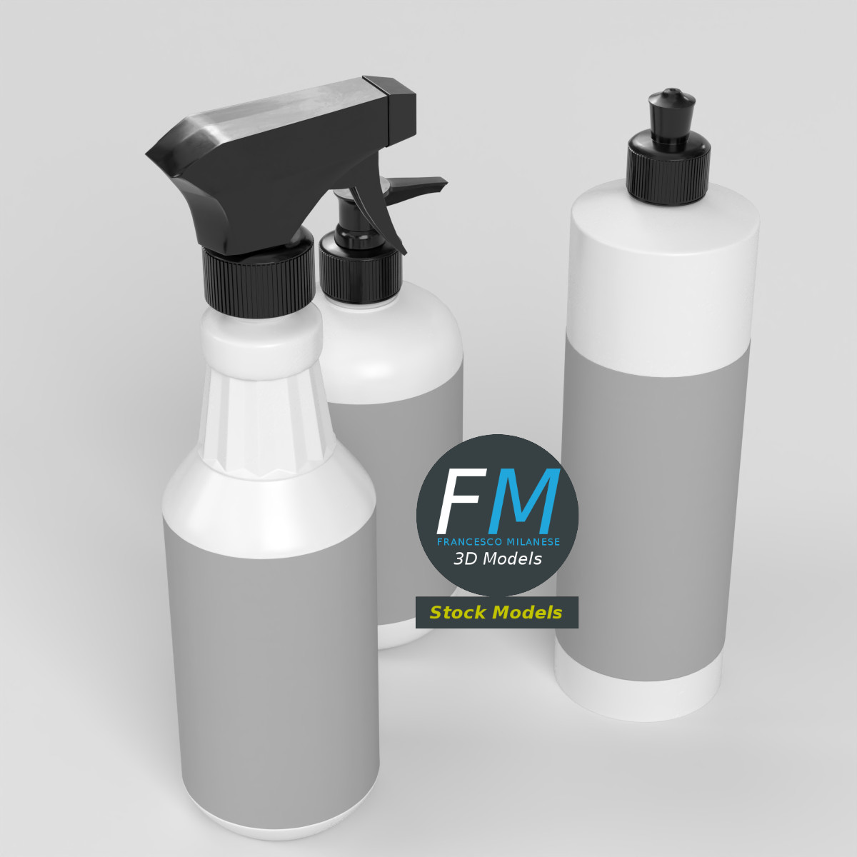 3D-Modell - Set von Küchen-Mehrzweckflaschen - 02