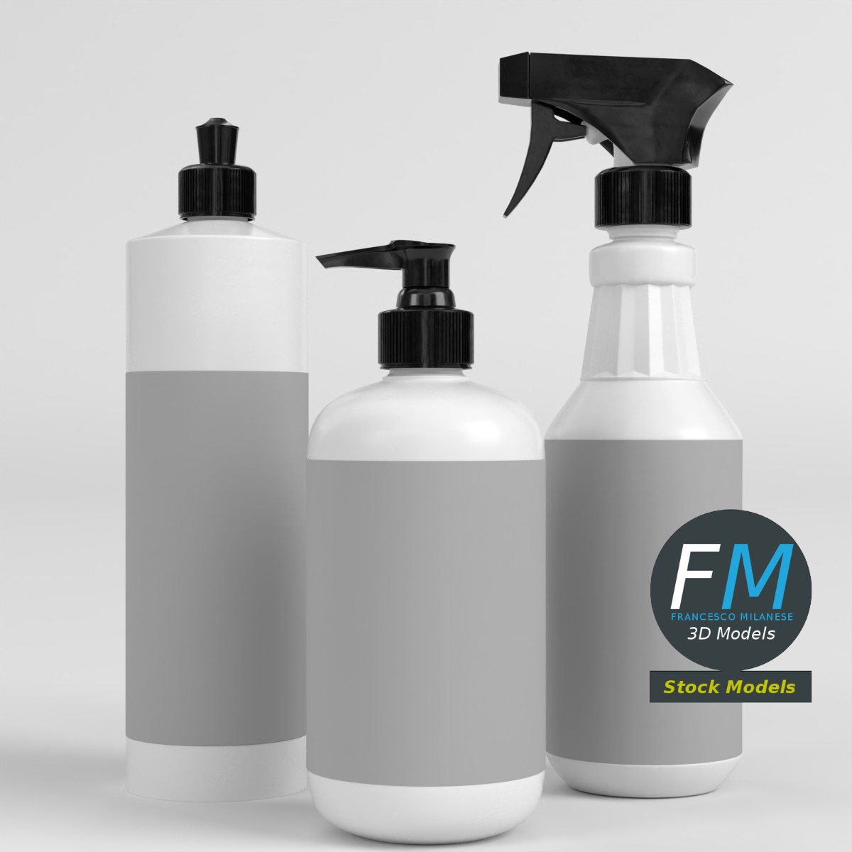 3D-Modell - Set von Küchen-Mehrzweckflaschen - 03