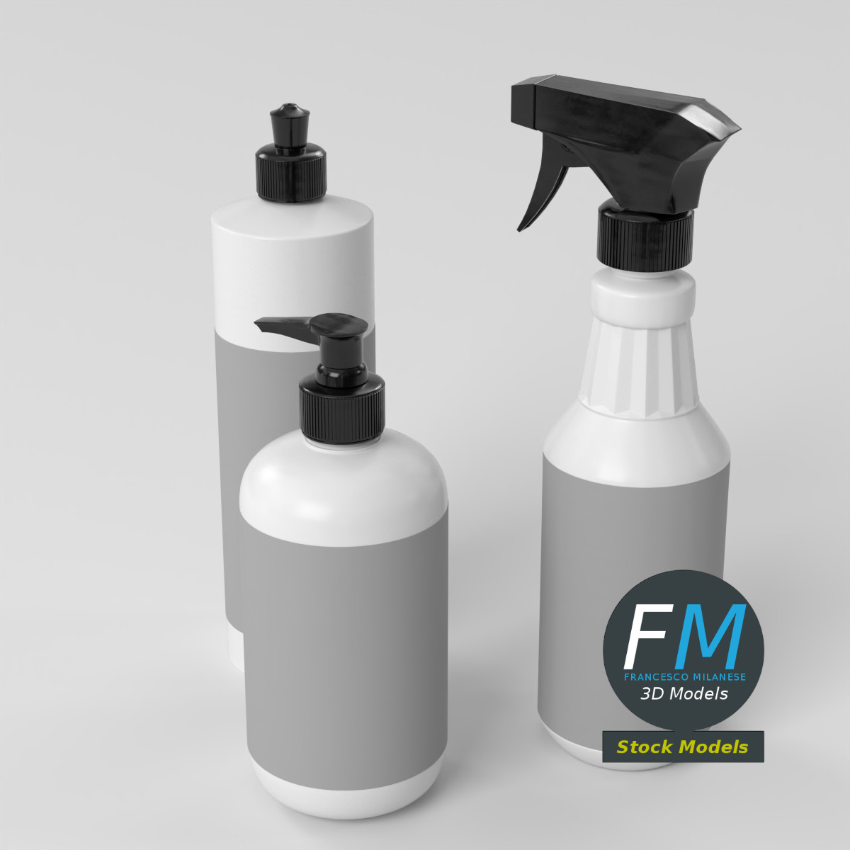 3D-Modell - Set von Küchen-Mehrzweckflaschen - 05