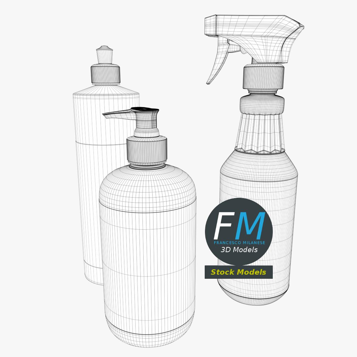 3D-Modell - Set von Küchen-Mehrzweckflaschen - 07