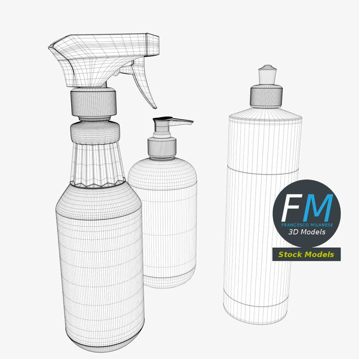 3D-Modell - Set von Küchen-Mehrzweckflaschen - 08