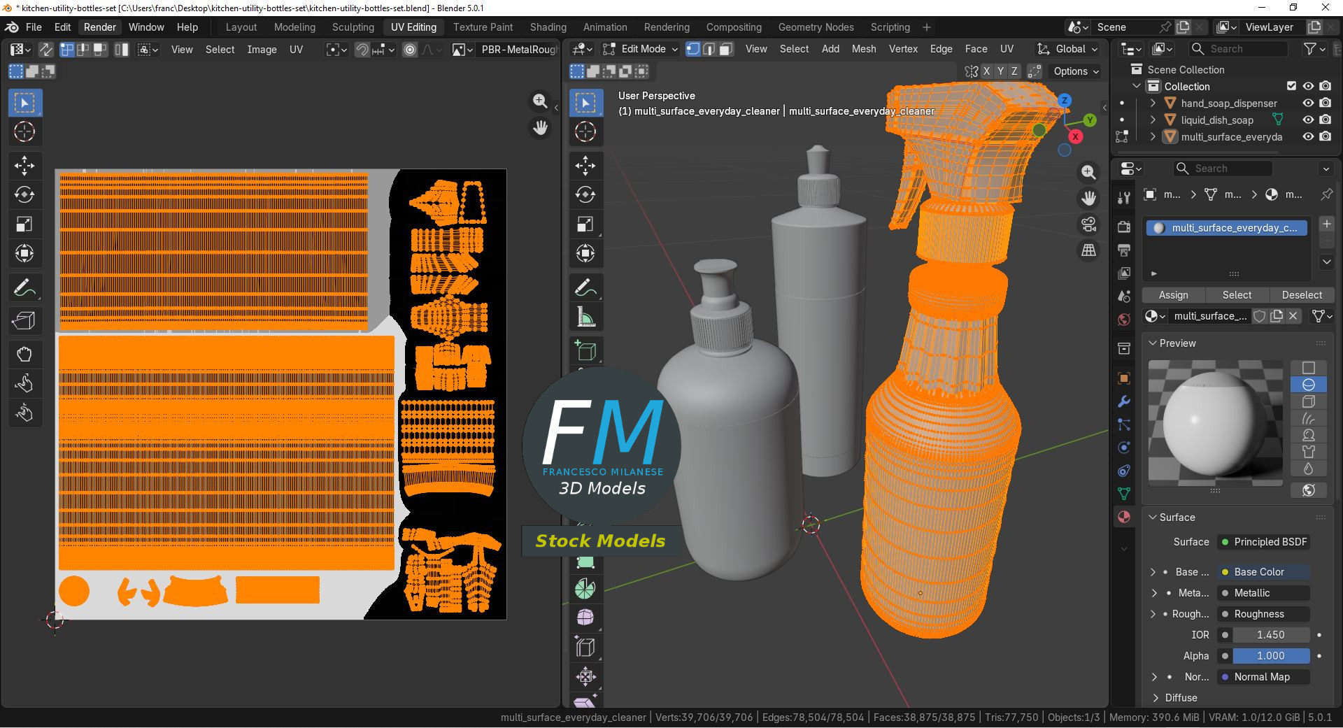 3D-Modell - Set von Küchen-Mehrzweckflaschen - 10