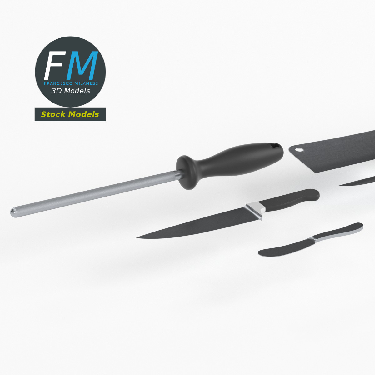 3D-Modell - Küchenmesser-Set - 03