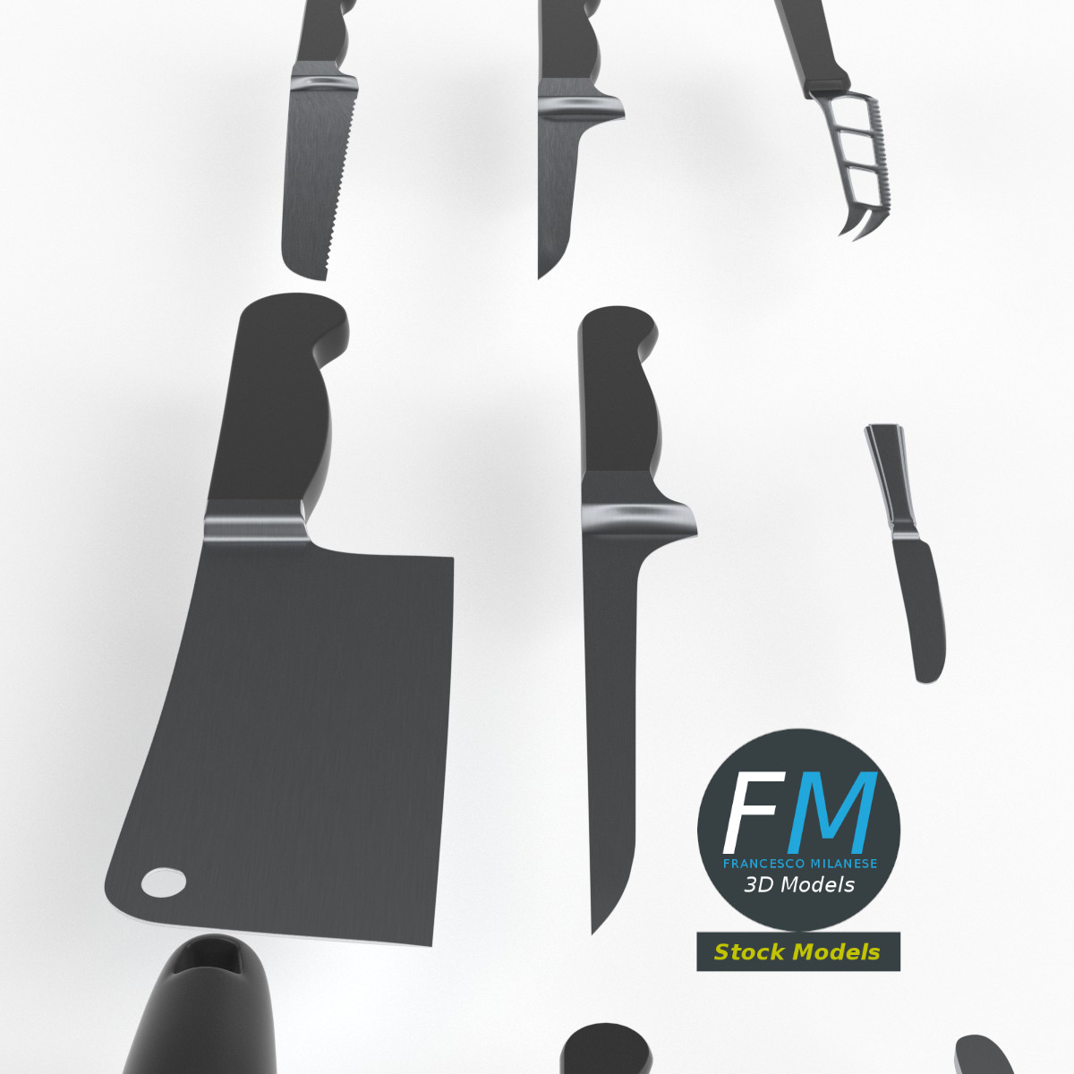 3D-Modell - Küchenmesser-Set - 04
