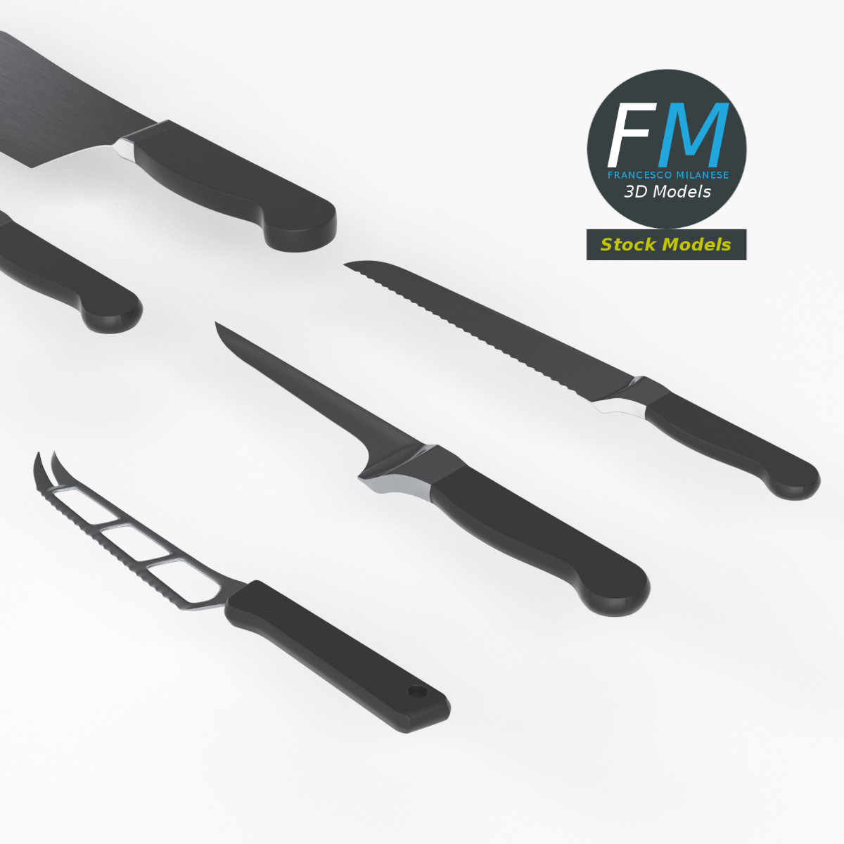 3D-Modell - Küchenmesser-Set - 05
