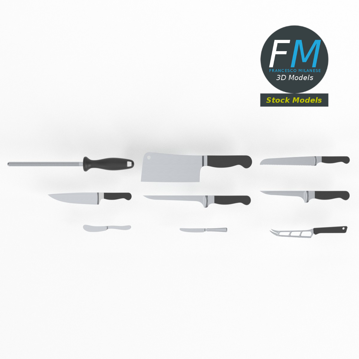 3D-Modell - Küchenmesser-Set - 06