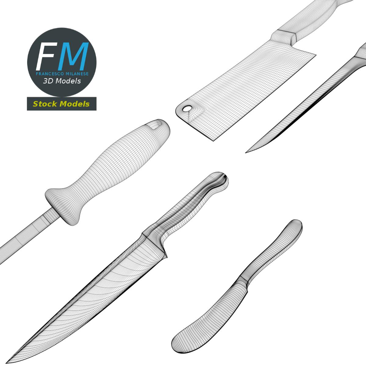3D-Modell - Küchenmesser-Set - 07