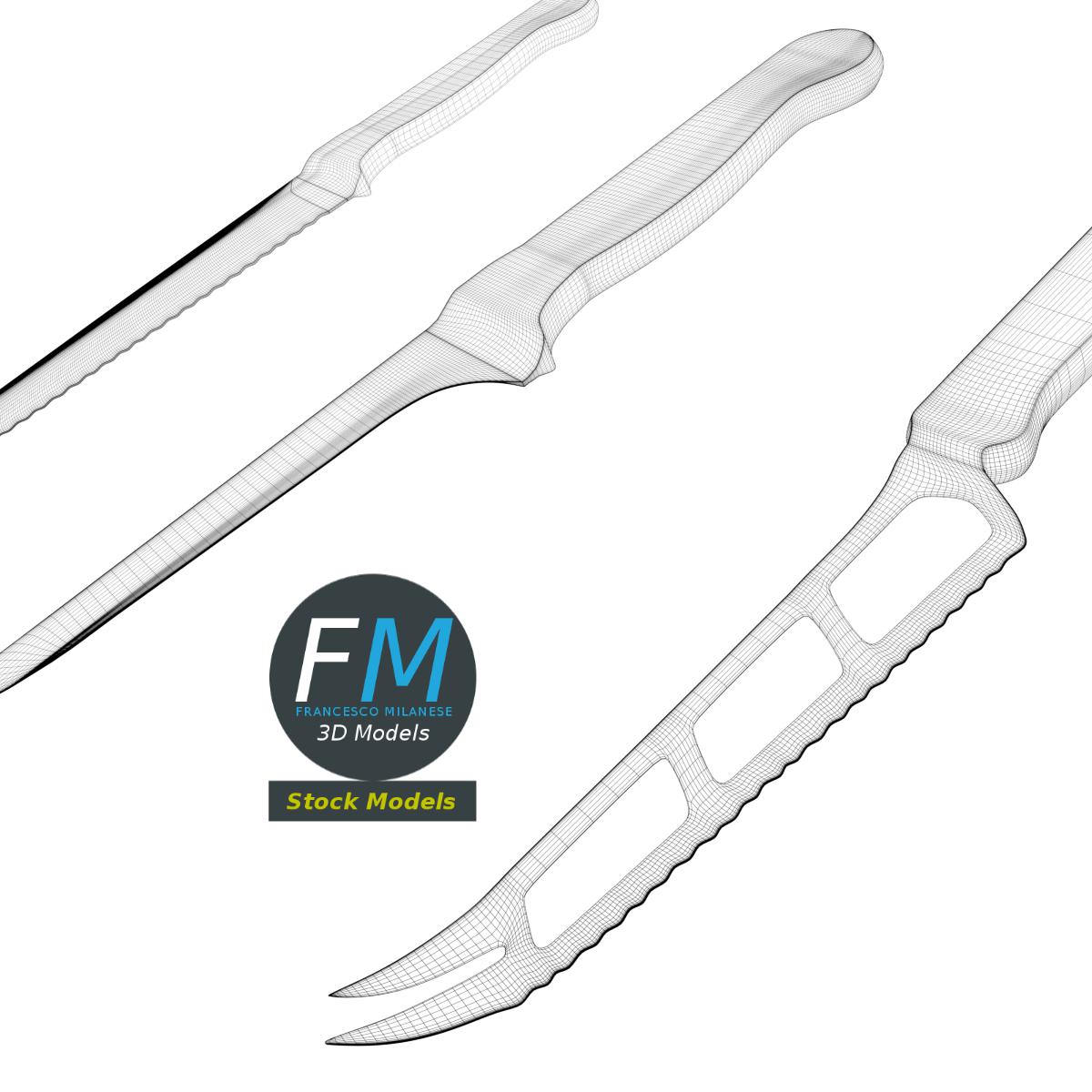 3D-Modell - Küchenmesser-Set - 08