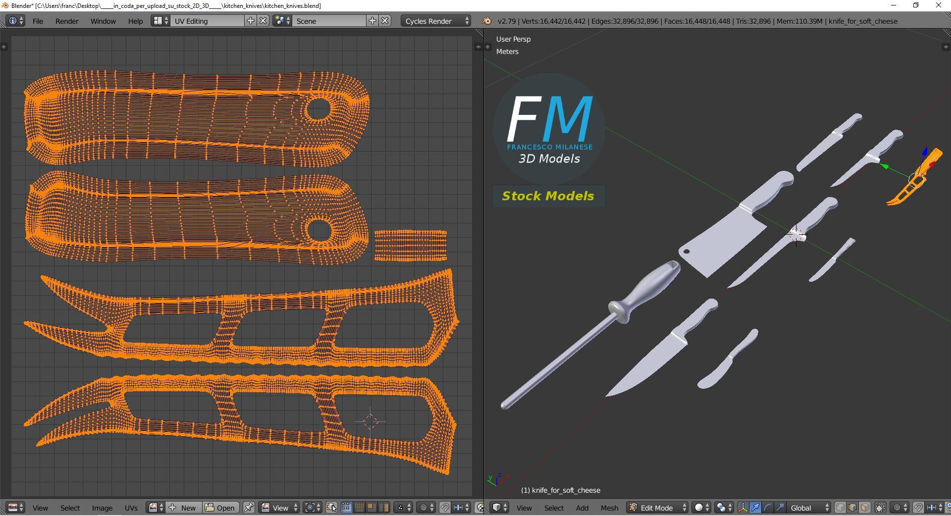 3D-Modell - Küchenmesser-Set - 10