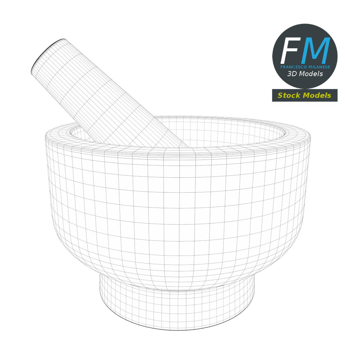 3D-Modell - Küchenmörser mit Stößel - 07