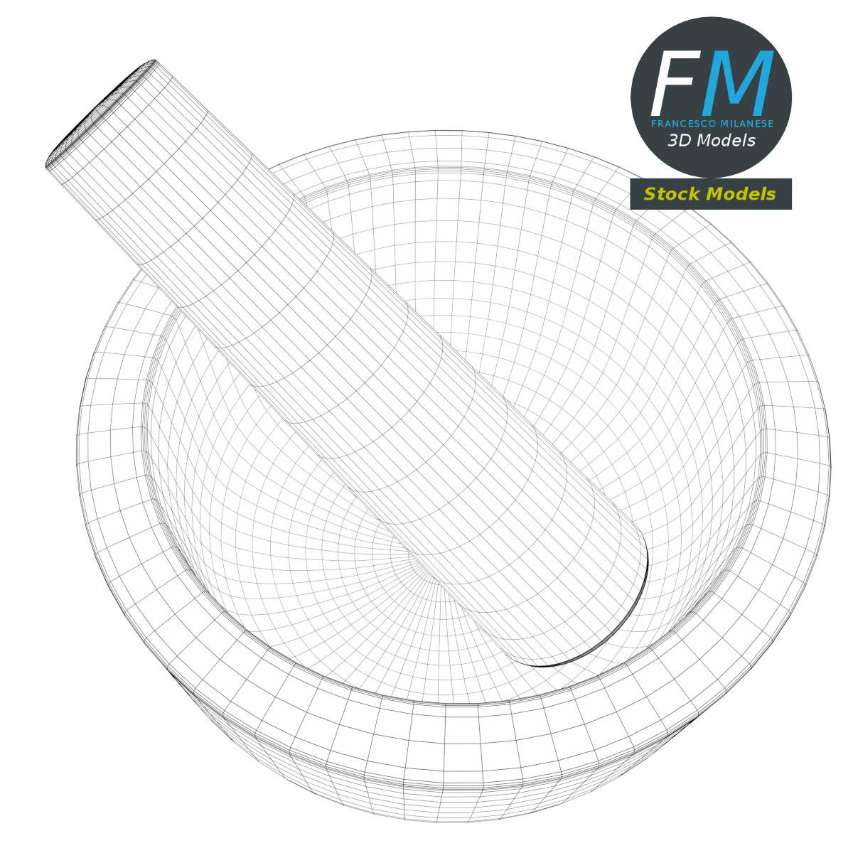 3D-Modell - Küchenmörser mit Stößel - 08
