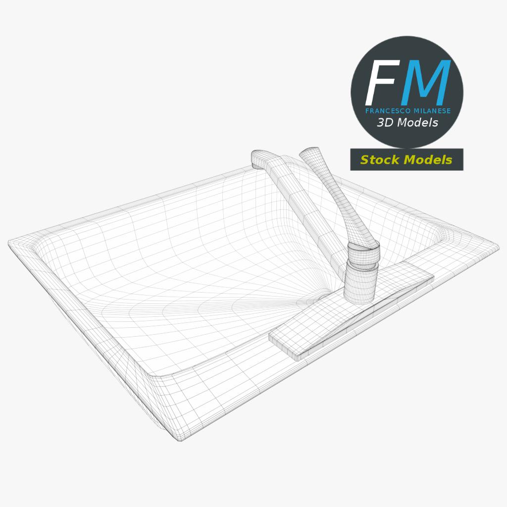 3D-Modell - Edelstahl-Küchenspüle mit Armatur - 08