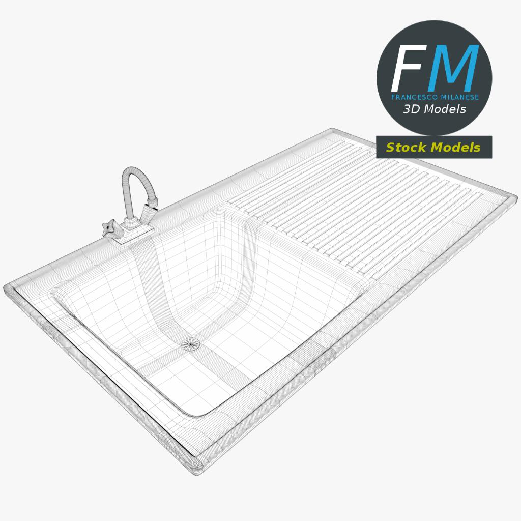 3D-Modell - Küchenspüle mit Abtropffläche - 07