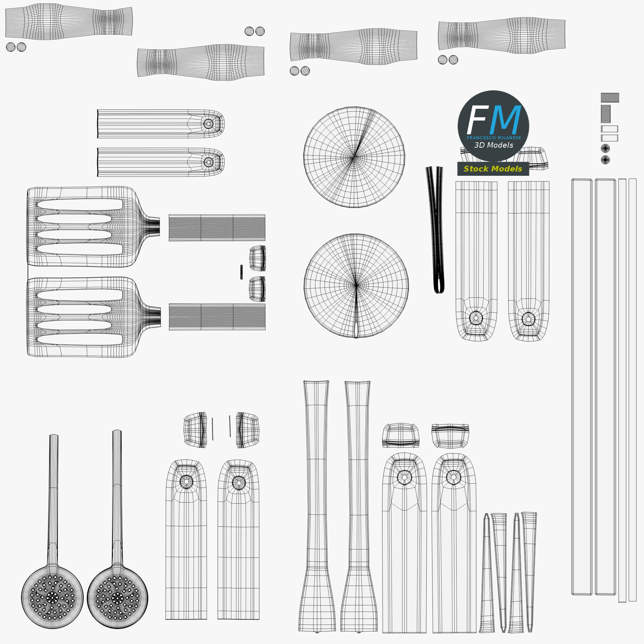 3D-Modell - Küchenutensilien mit Wandleiste - 11 3D-Modell - Küchenutensilien mit Wandleiste - 11