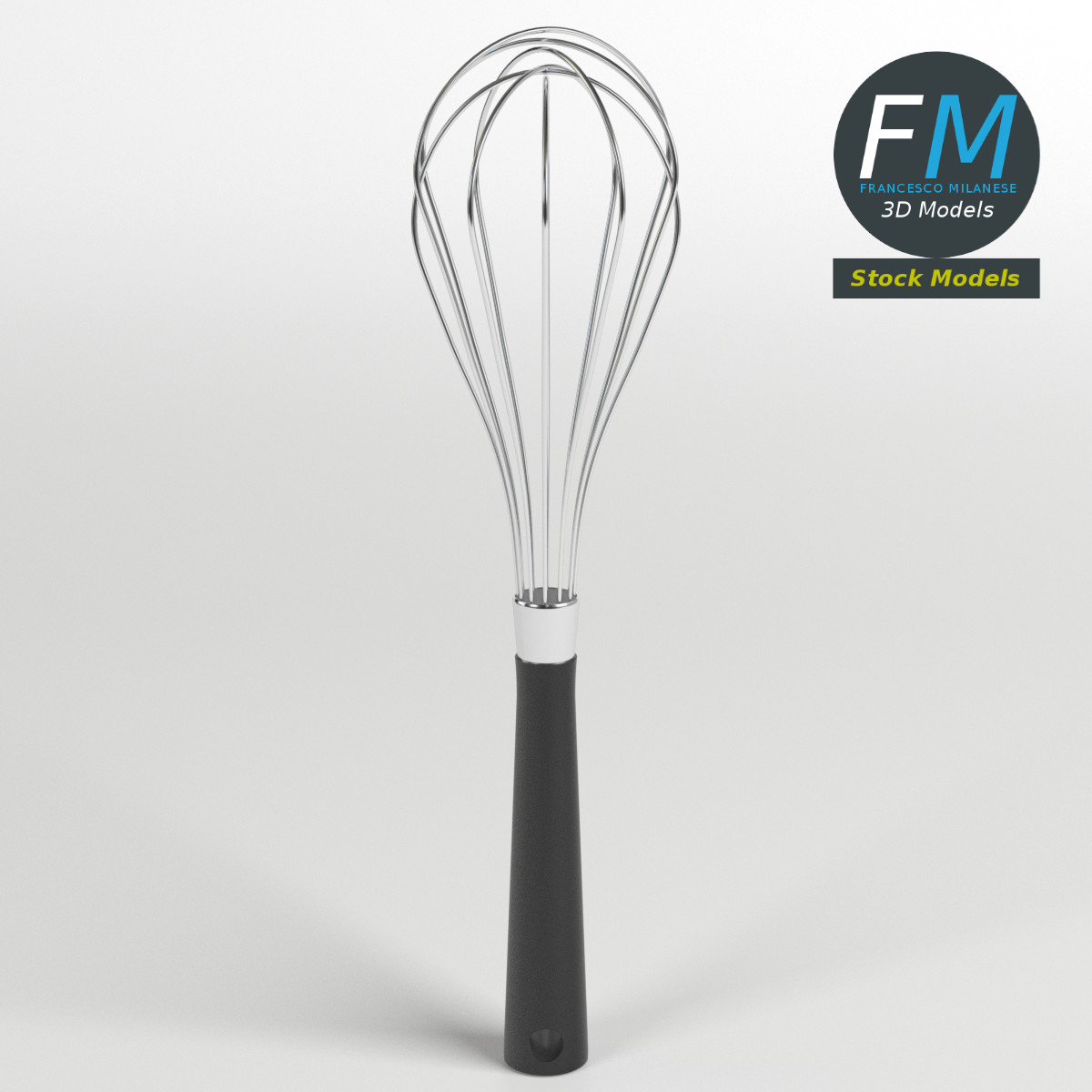 3D-Modell - Küchenschneebesen mit Schwarzem Griff - 01