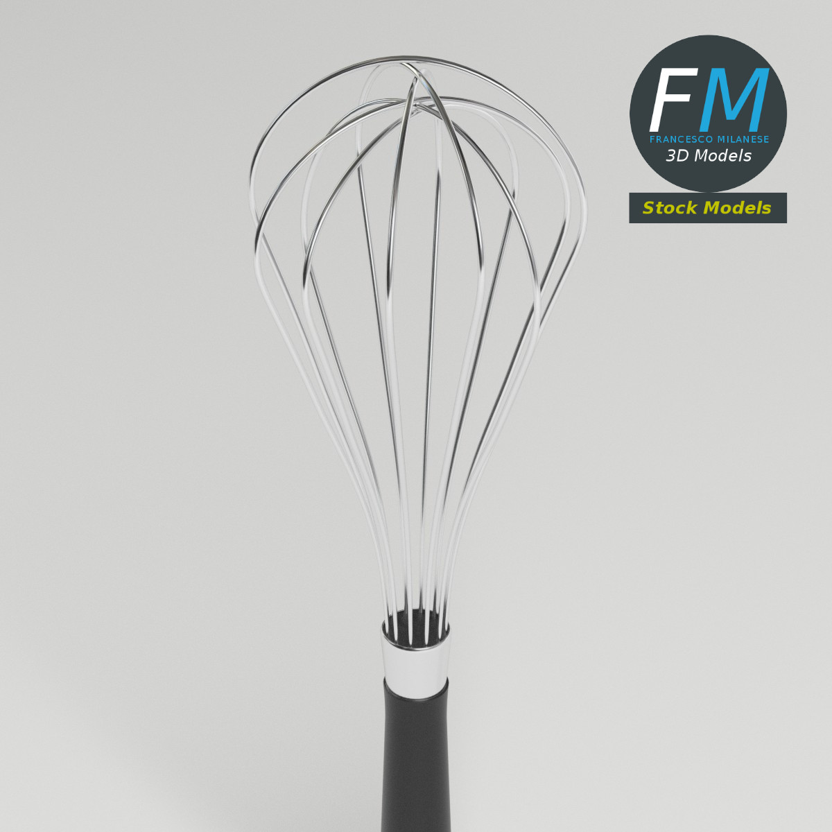 3D-Modell - Küchenschneebesen mit Schwarzem Griff - 02