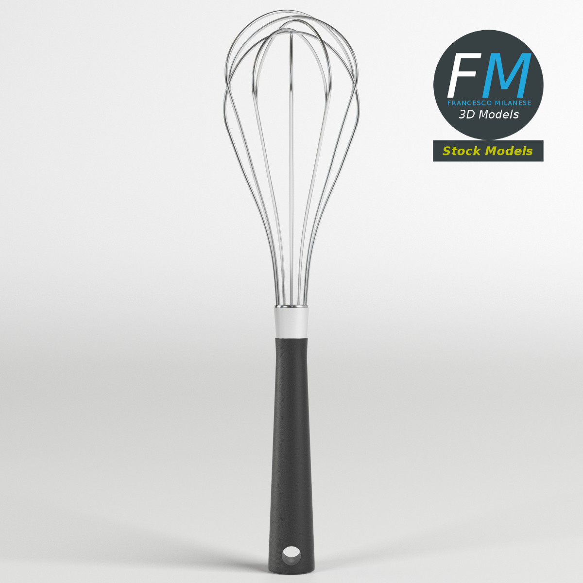 3D-Modell - Küchenschneebesen mit Schwarzem Griff - 03