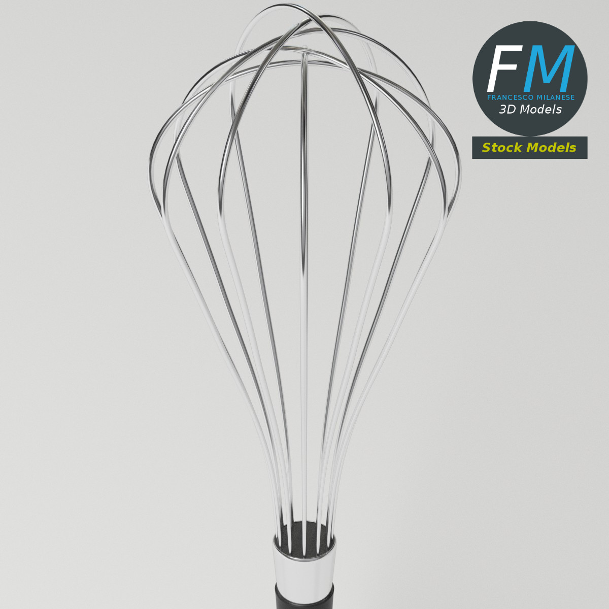 3D-Modell - Küchenschneebesen mit Schwarzem Griff - 05