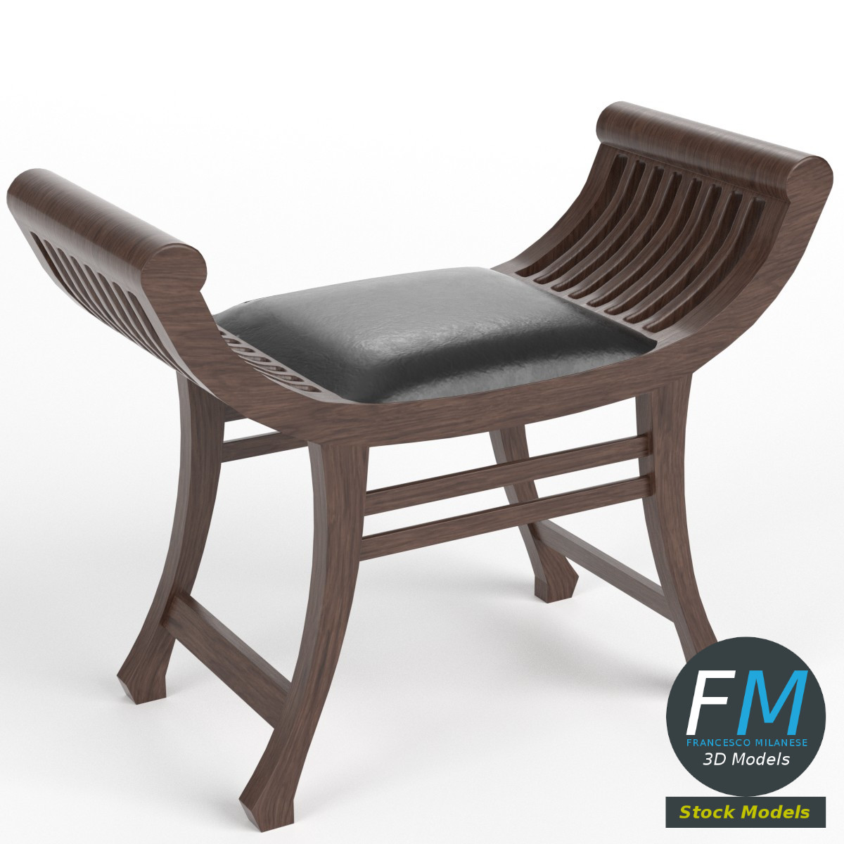 3D-Modell - Klismos-Hocker - 01