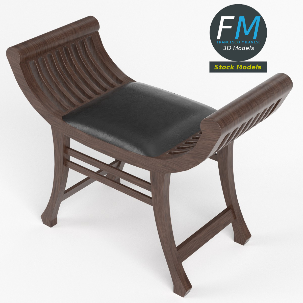 3D-Modell - Klismos-Hocker - 02