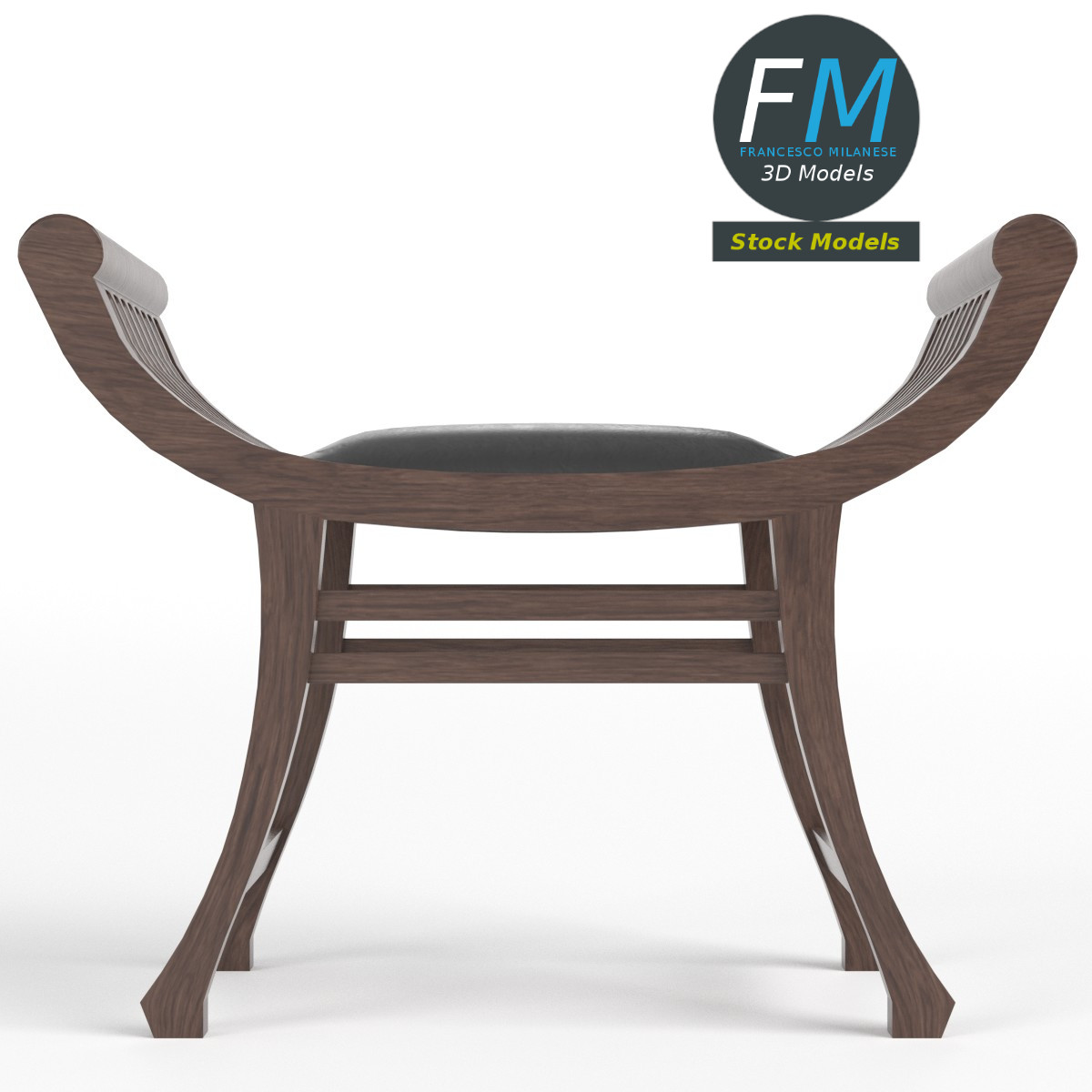 3D-Modell - Klismos-Hocker - 03