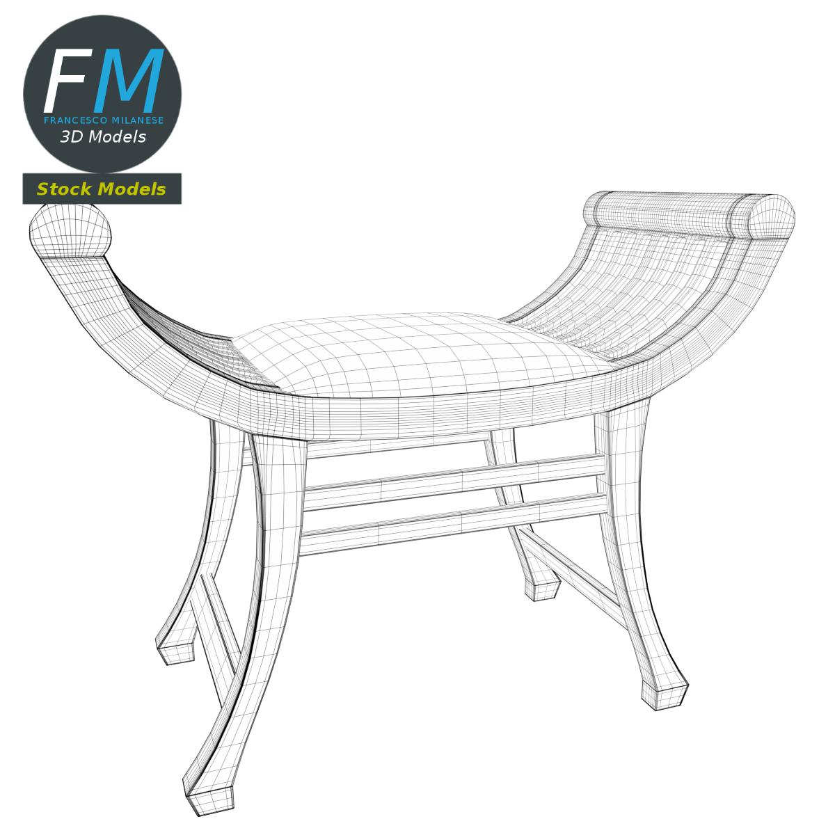 3D-Modell - Klismos-Hocker - 07
