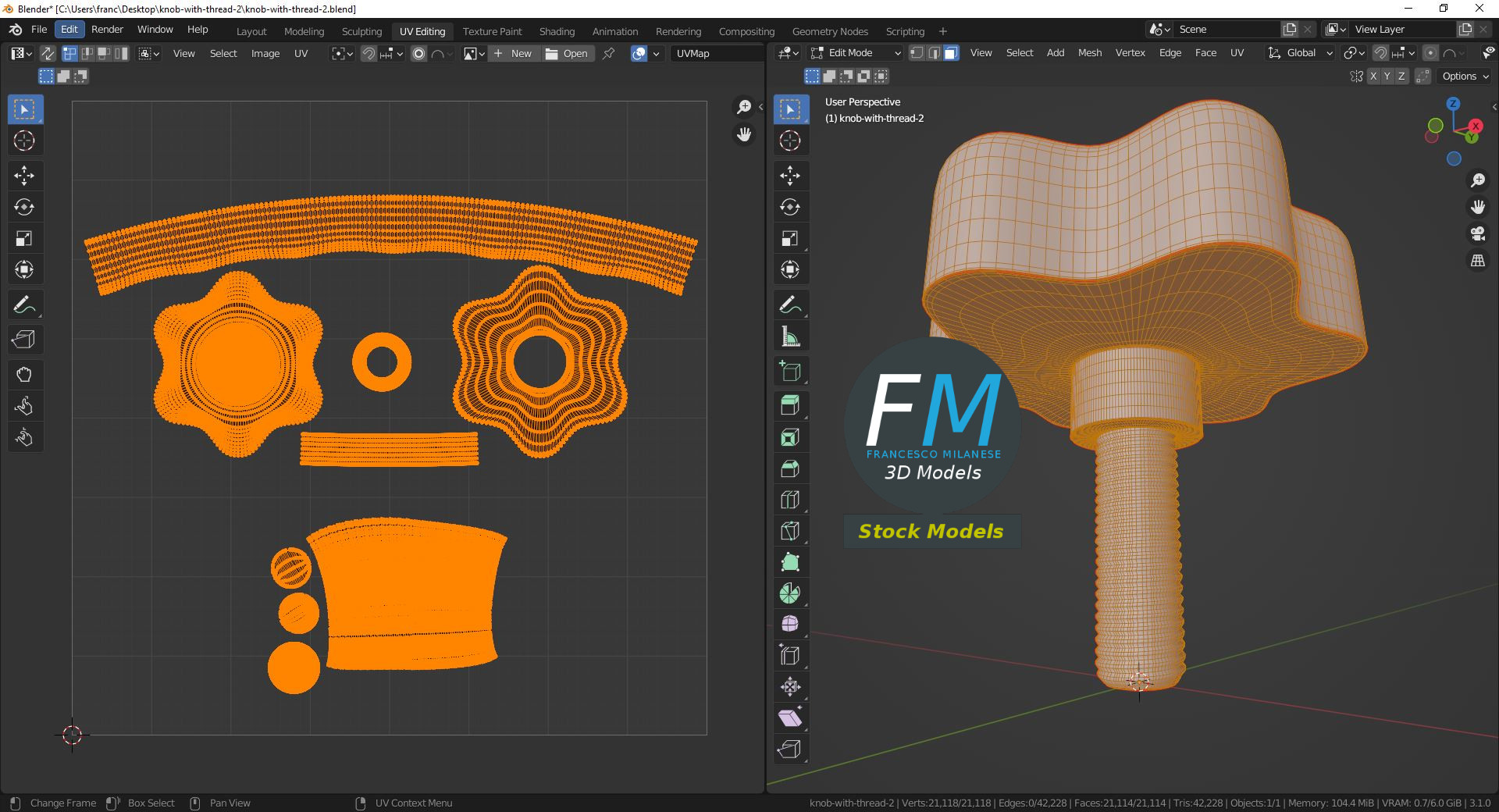 3D-Modell - Sterngriff mit Gewindebolzen - 10