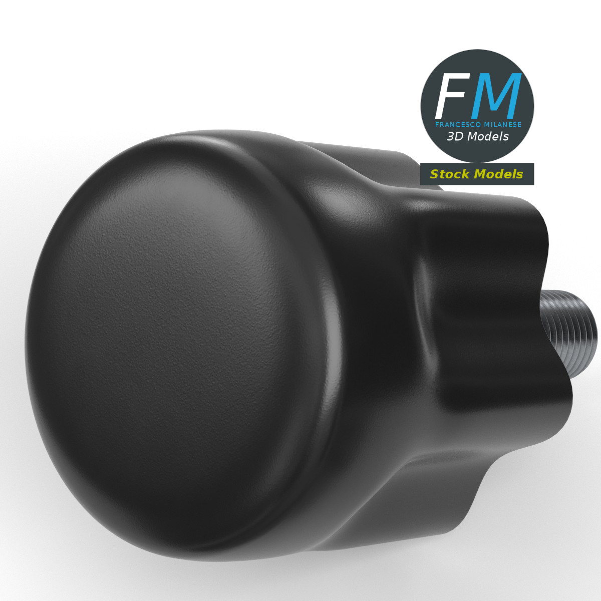 3D-Modell - Geriffelter Drehknopf mit Gewindebolzen - 02